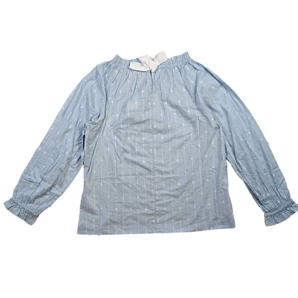 J Crew Light Blue Smock Neck Long Sleeve Blouse Size XS - NWT - Picture 2 of 6